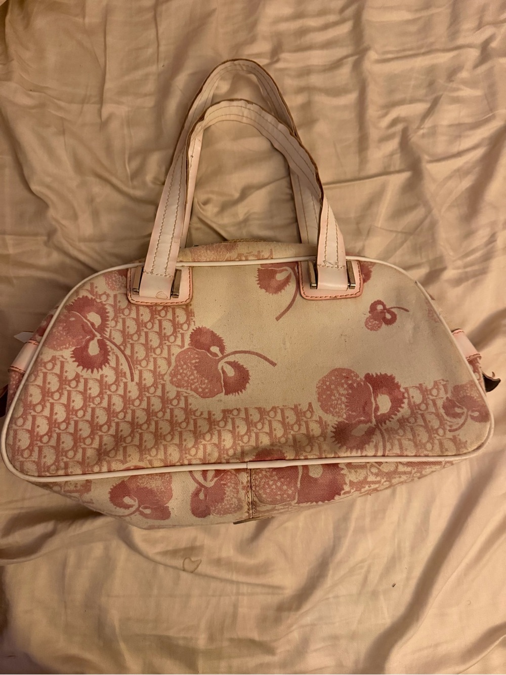 Pink Canvas Tote Bag with Floral Diorissimo Print - Picture 2 of 4